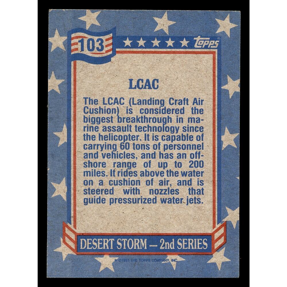 1991 Topps Desert Storm #103 LCAC Card - Picture 2 of 2